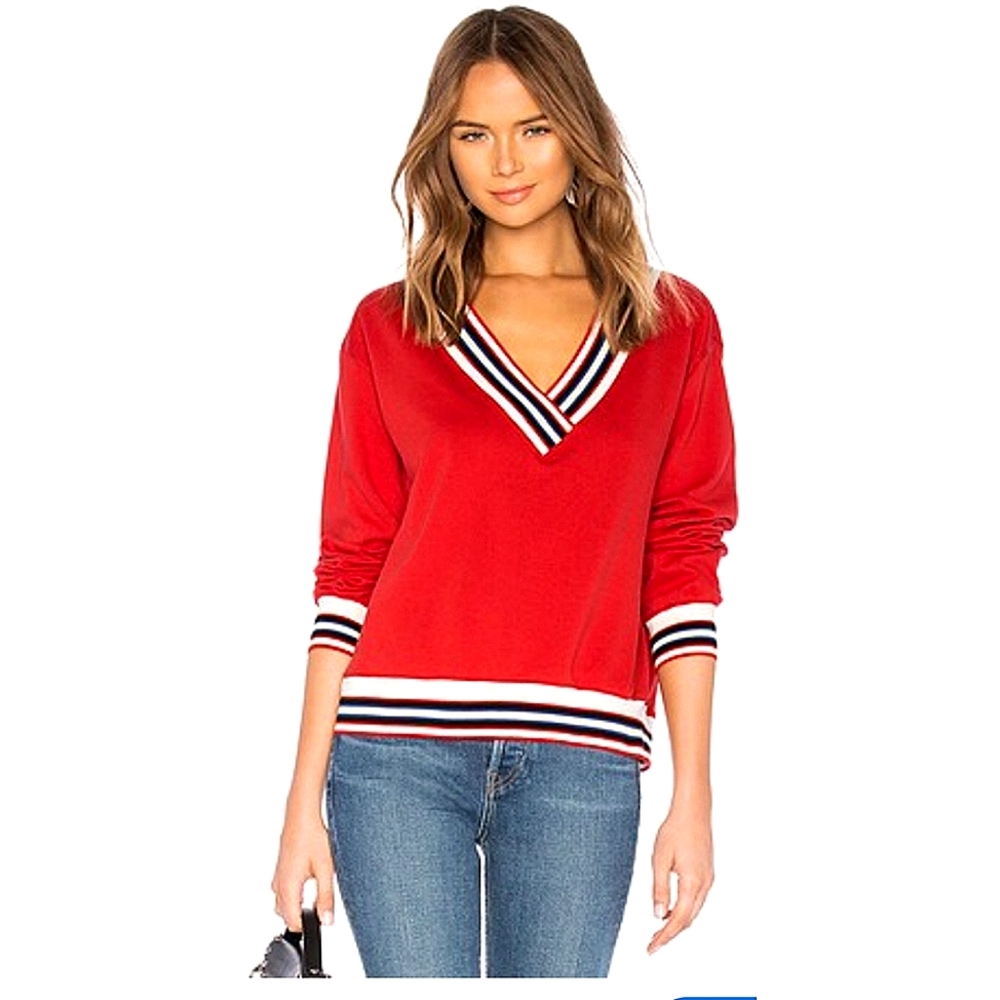 Rebecca Minkoff Kristine Tennis Stripe Sweatshirt Size Medium Red